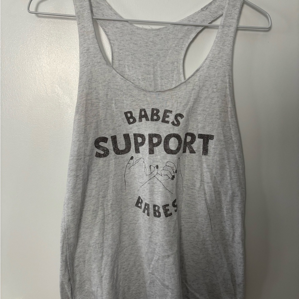 'Babes Support Babes' Super Soft Gray Feminist Cotton Blend Tank Top